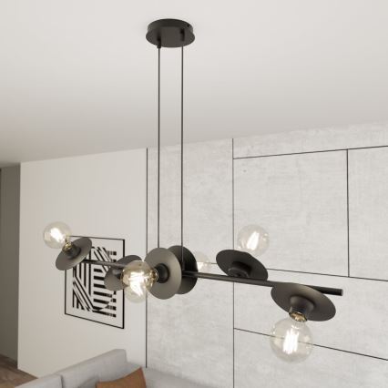 Candeeiro suspenso TOKEN 6xE27/15W/230V preto