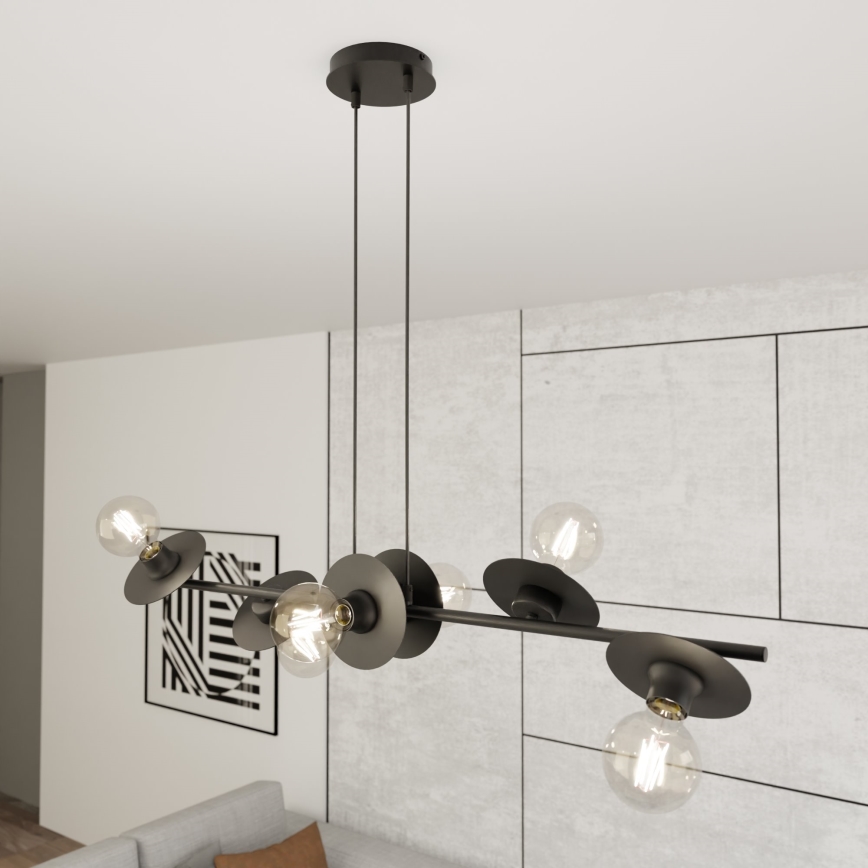 Candeeiro suspenso TOKEN 6xE27/15W/230V preto