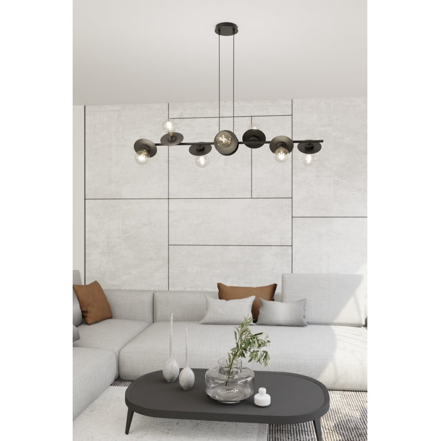 Candeeiro suspenso TOKEN 8xE27/15W/230V preto