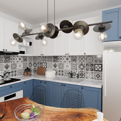 Candeeiro suspenso TOKEN 8xE27/15W/230V preto