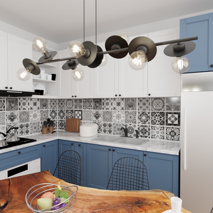 Candeeiro suspenso TOKEN 8xE27/15W/230V preto