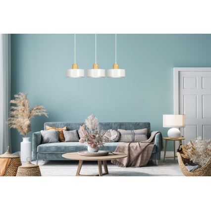 Candeeiro suspenso TORIN 3xE27/15W/230V branco