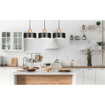 Candeeiro suspenso TORIN 3xE27/15W/230V preto