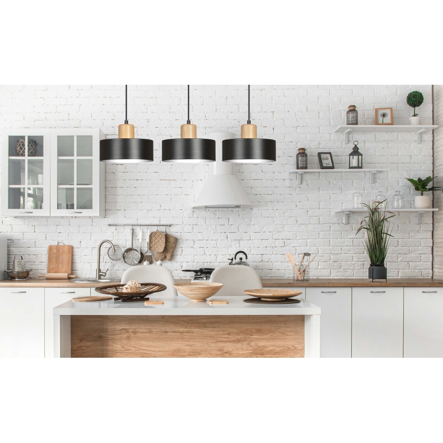 Candeeiro suspenso TORIN 3xE27/15W/230V preto