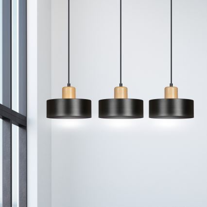 Candeeiro suspenso TORIN 3xE27/15W/230V preto