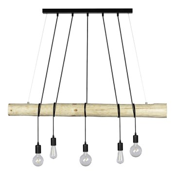 Candeeiro suspenso TRABO 5xE27/60W/230V pinho