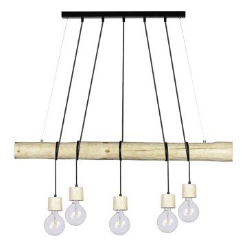 Candeeiro suspenso TRABO 5xE27/60W/230V pinho
