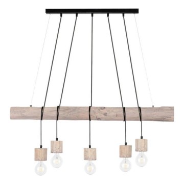 Candeeiro suspenso TRABO 5xE27/60W/230V pinho