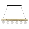 Candeeiro suspenso TRABO 6xE27/60W/230V pinho