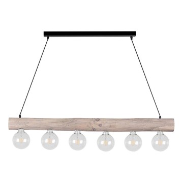 Candeeiro suspenso TRABO 6xE27/60W/230V pinho