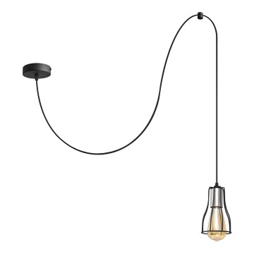 Candeeiro suspenso TUBE 1xE27/15W/230V preto/cromado brilhante