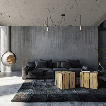 Candeeiro suspenso TUBE 3xE27/10W/230V aranha preto/cromado brilhante