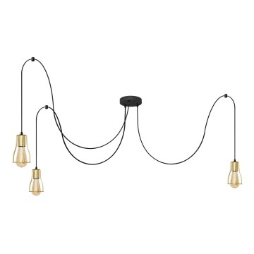 Candeeiro suspenso TUBE 3xE27/10W/230V aranha preto/dourado