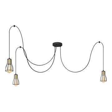 Candeeiro suspenso TUBE 3xE27/10W/230V aranha preto/dourado