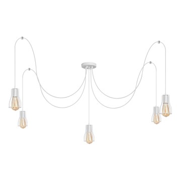 Candeeiro suspenso TUBE 5xE27/15W/230V aranha branco