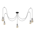 Candeeiro suspenso TUBE 5xE27/15W/230V aranha preto/cromado brilhante