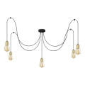 Candeeiro suspenso TUBE 5xE27/15W/230V aranha preto/dourado