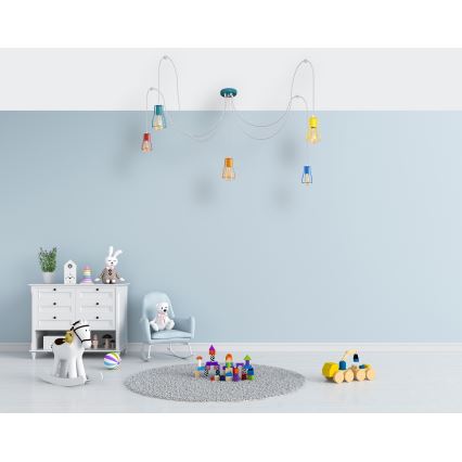 Candeeiro suspenso TUBE 5xE27/20W/230V aranha