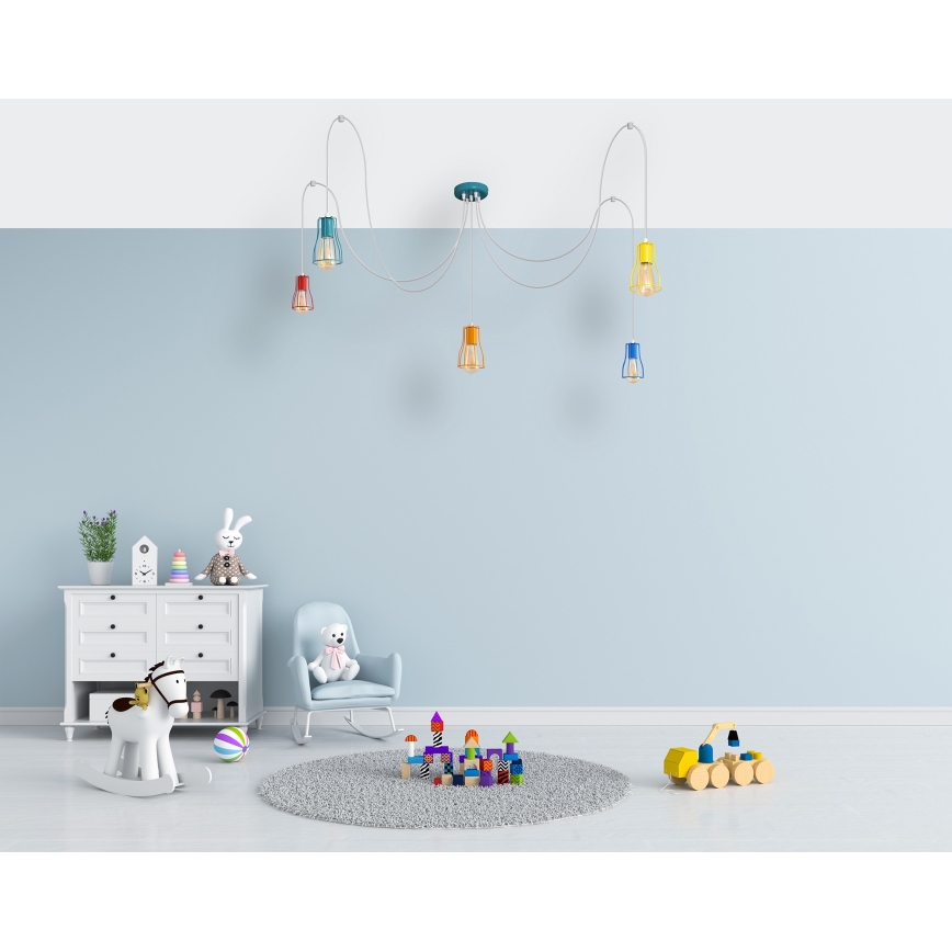 Candeeiro suspenso TUBE 5xE27/20W/230V aranha