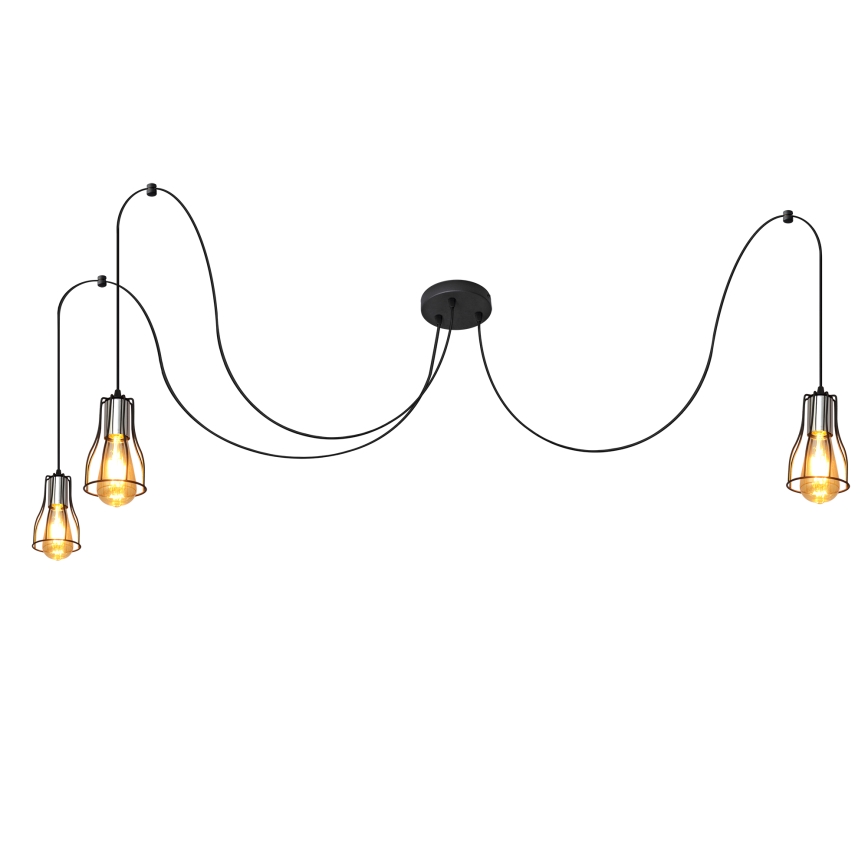 Candeeiro suspenso TUBE LONG 3xE27/15W/230V preto/cromado brilhante