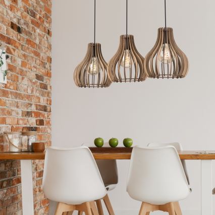 Candeeiro suspenso TUCCI 3xE27/15W/230V carvalho/preto