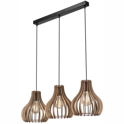 Candeeiro suspenso TUCCI 3xE27/15W/230V carvalho/preto