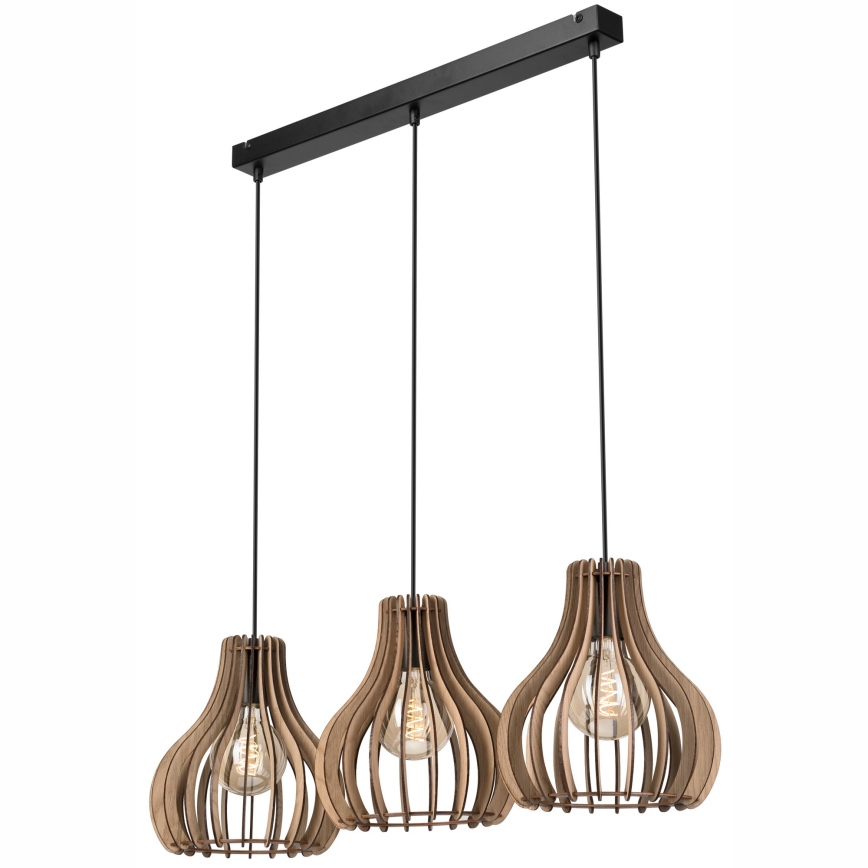 Candeeiro suspenso TUCCI 3xE27/15W/230V carvalho/preto