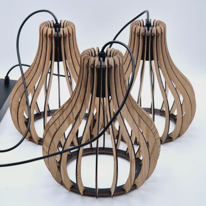 Candeeiro suspenso TUCCI 3xE27/15W/230V carvalho/preto