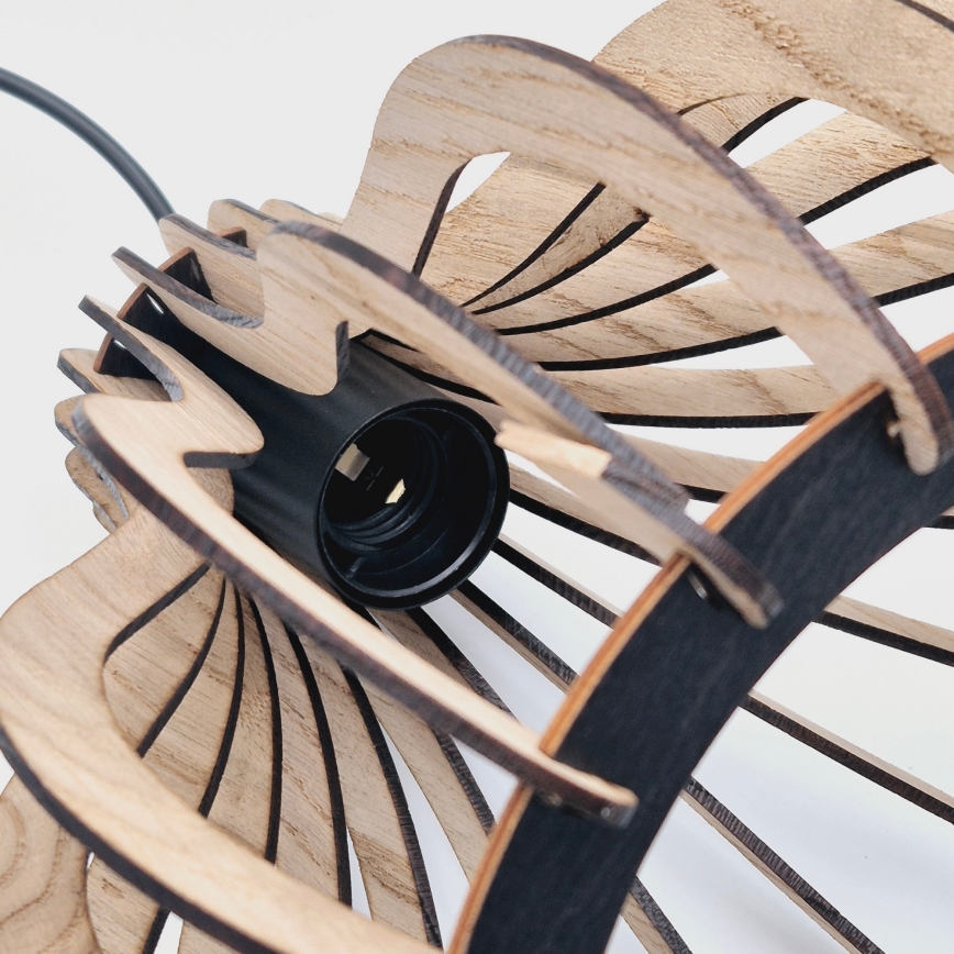 Candeeiro suspenso TUCCI 3xE27/15W/230V carvalho/preto