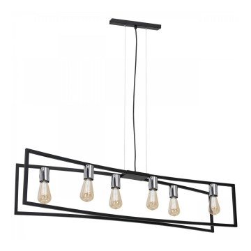 Candeeiro suspenso TUNJA 6xE27/60W/230V preto/cromado brilhante