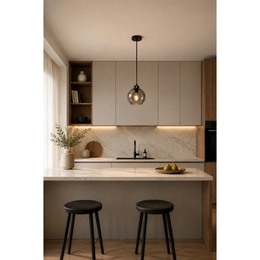 Candeeiro suspenso UNO 1xE27/60W/230V preto/fumado