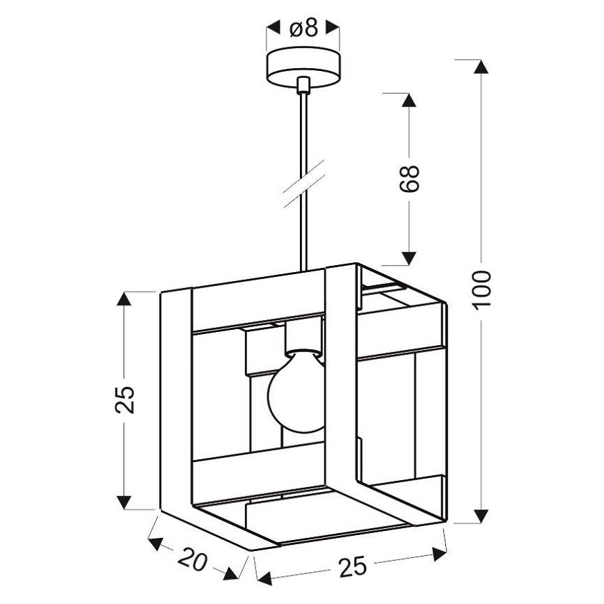 Candeeiro suspenso VARNA 1xE27/40W/230V carvalho