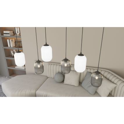 Candeeiro suspenso VERDI 3xE27/15W/230V diâmetro 30 cm preto/cinzento/branco