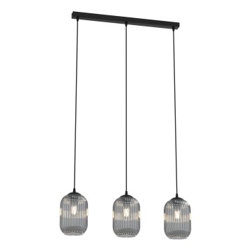 Candeeiro suspenso VERDI 3xE27/15W/230V preto/cinzento