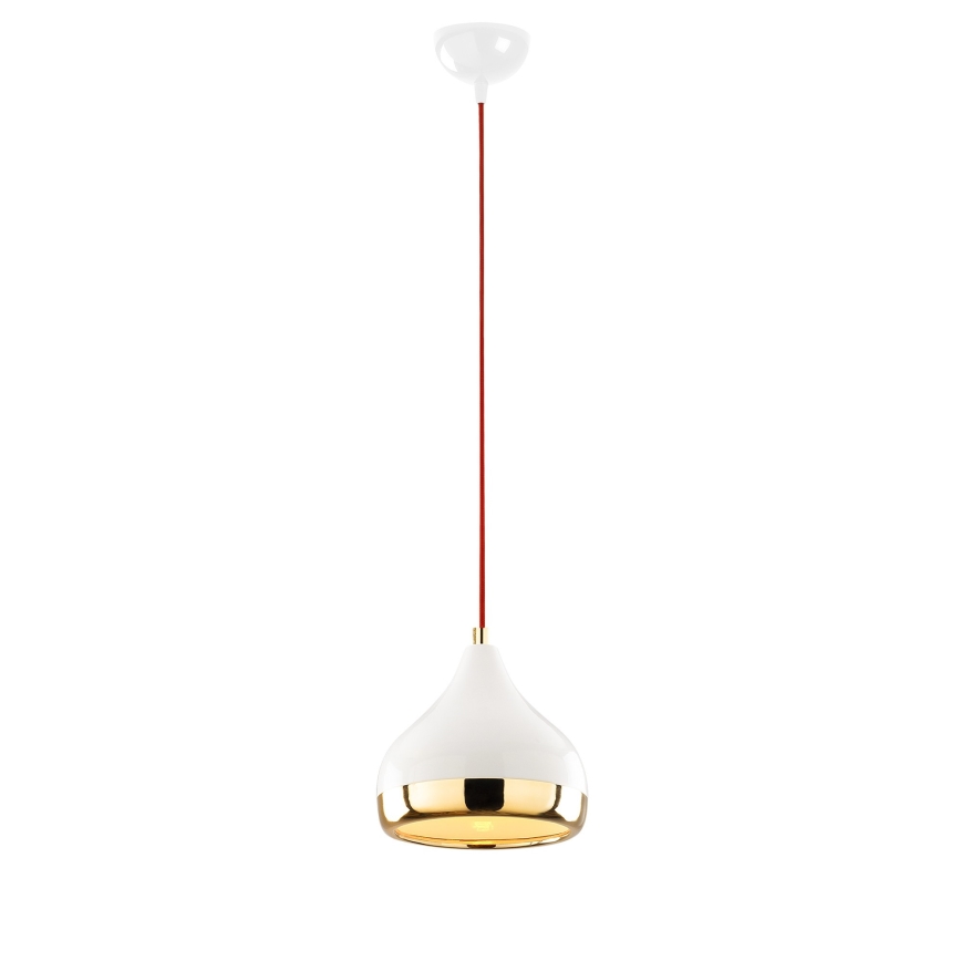 Candeeiro suspenso YILDO 1xE27/40W/230V branco/dourado/vermelho