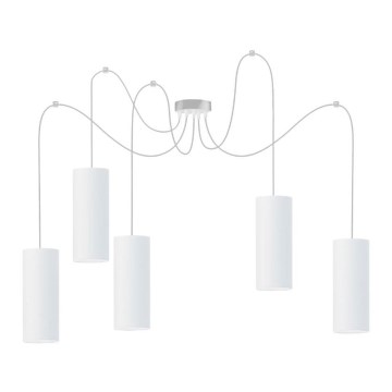 Candeeiro suspenso ZIK 5xE27/40W/230V aranha branco