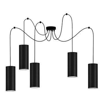 Candeeiro suspenso ZIK 5xE27/40W/230V aranha preto