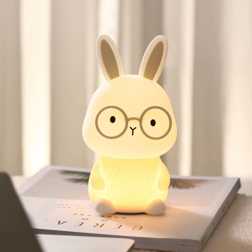 Candeeiro tátil infantil LED RGBW regulável FLORKA LED/1W/5V USB 1200 mAh cinzento