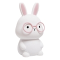 Candeeiro tátil infantil LED RGBW regulável FLORKA LED/1W/5V USB 1200 mAh coelho branco/rosa