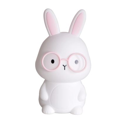 Candeeiro tátil infantil LED RGBW regulável FLORKA LED/1W/5V USB 1200 mAh coelho branco/rosa