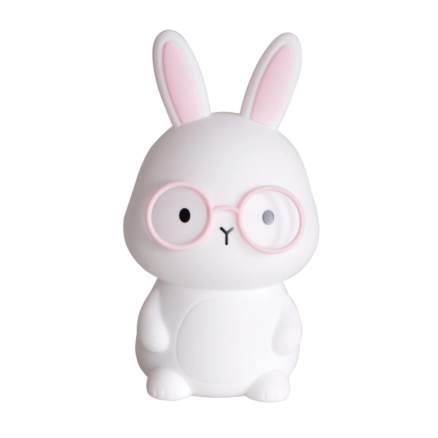 Candeeiro tátil infantil LED RGBW regulável FLORKA LED/1W/5V USB 1200 mAh coelho branco/rosa