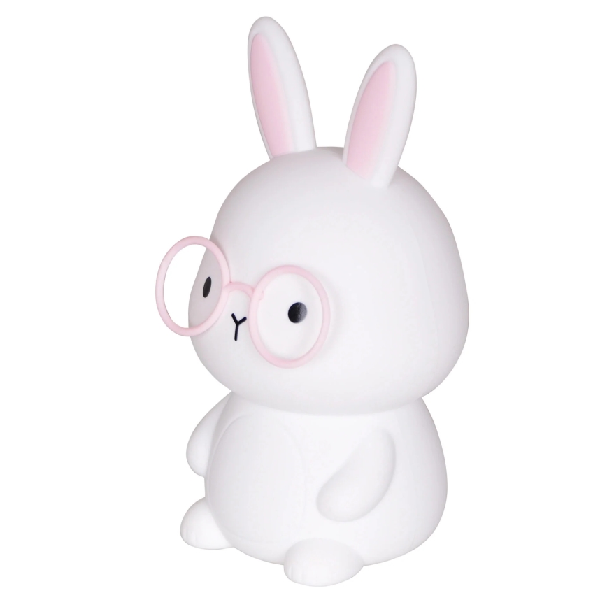 Candeeiro tátil infantil LED RGBW regulável FLORKA LED/1W/5V USB 1200 mAh coelho branco/rosa