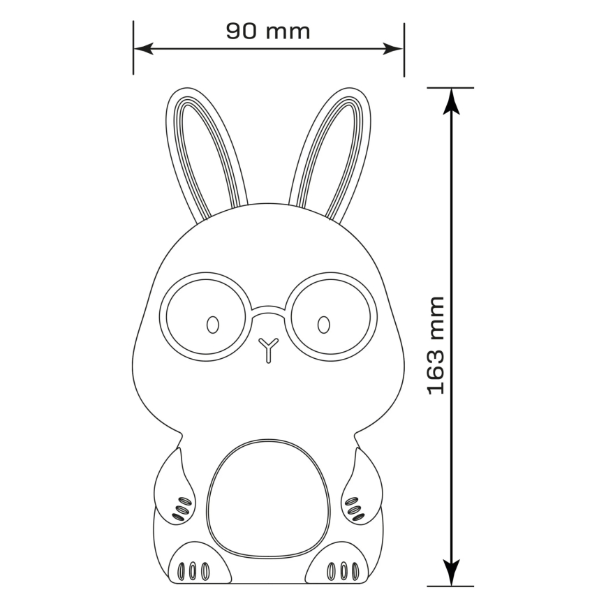 Candeeiro tátil infantil LED RGBW regulável FLORKA LED/1W/5V USB 1200 mAh coelho branco/rosa