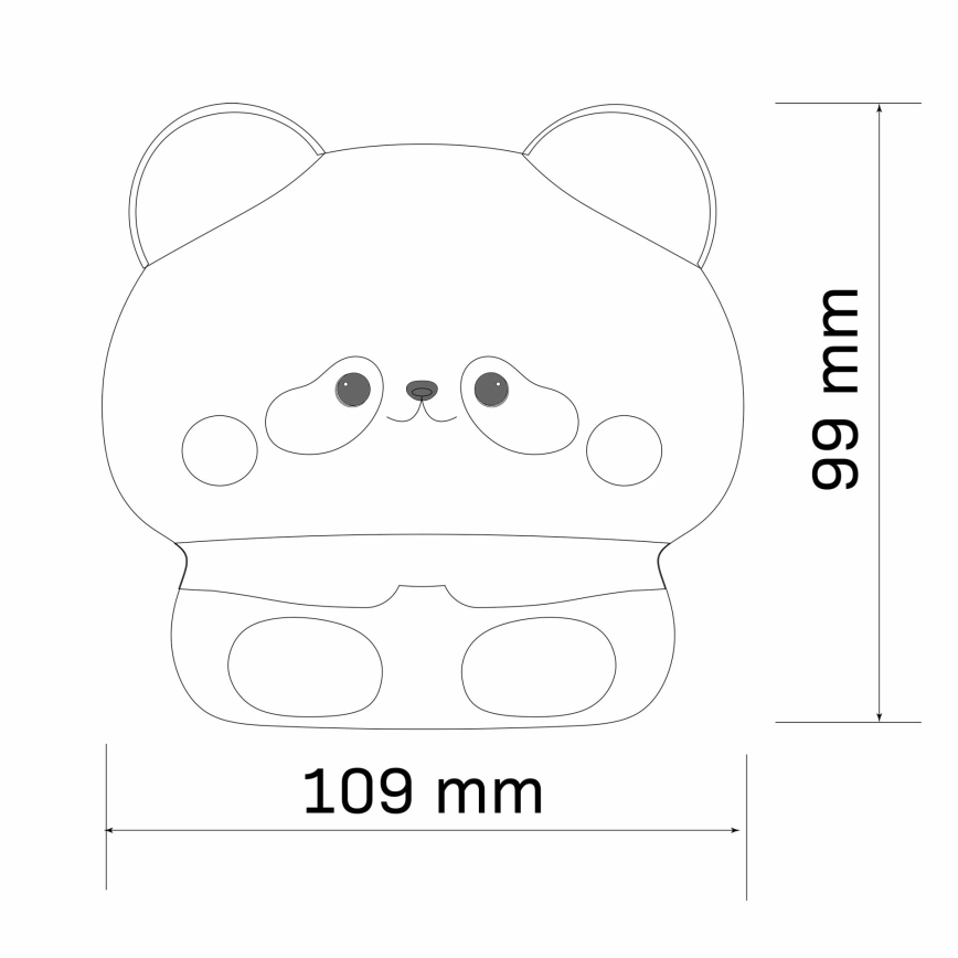 Candeeiro tátil LED regulável para crianças PANDA LED/2W/3,7V 1200 mAh