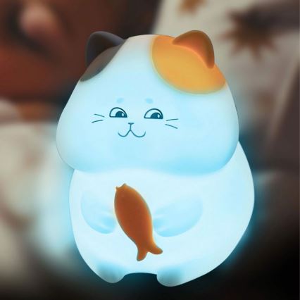 Candeeiro tátil LED RGBW regulável para crianças GATTO LED/1W/3,7V 1200 mAh