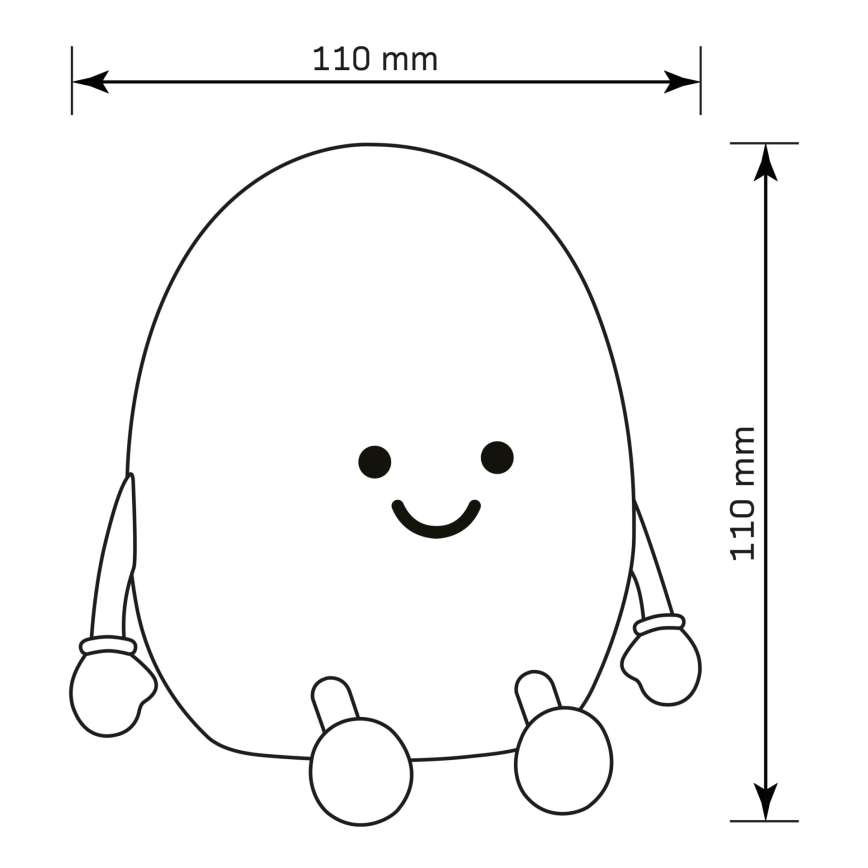 Candeeiro tátil LED RGBW regulável para crianças POTATO LED/2W/5V USB 1200 mAh