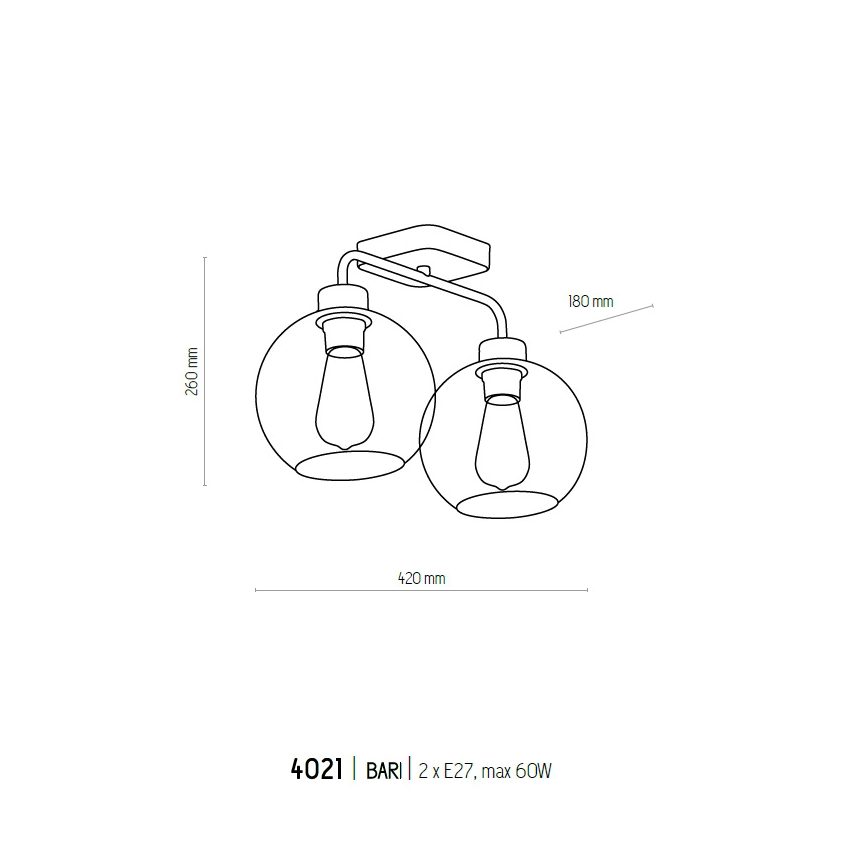 Candelabro integrado BARI 2xE27/60W/230V