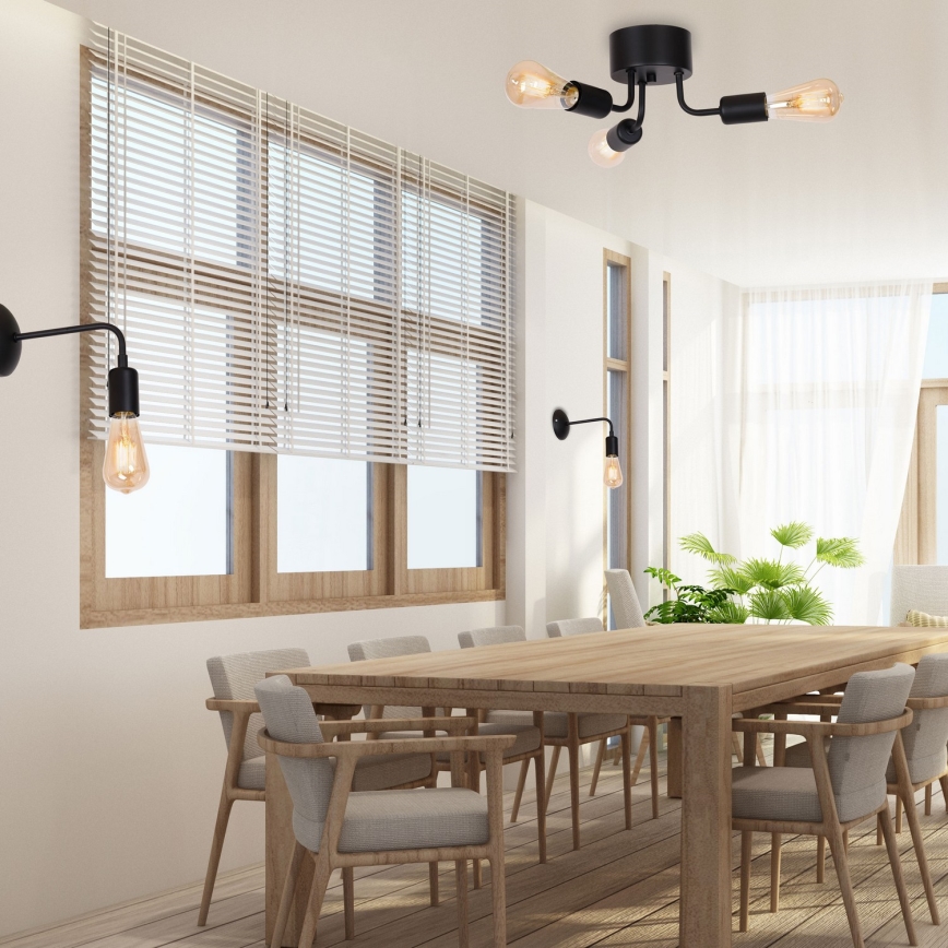 Candelabro integrado BRENDA 3xE27/60W/230V preto