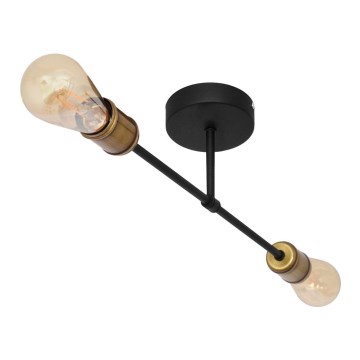 Candelabro integrado CAMBRIDGE 2xE27/15W/230V preto/dourado