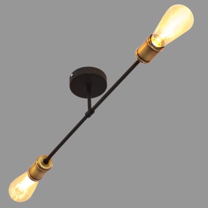 Candelabro integrado CAMBRIDGE 2xE27/15W/230V preto/dourado